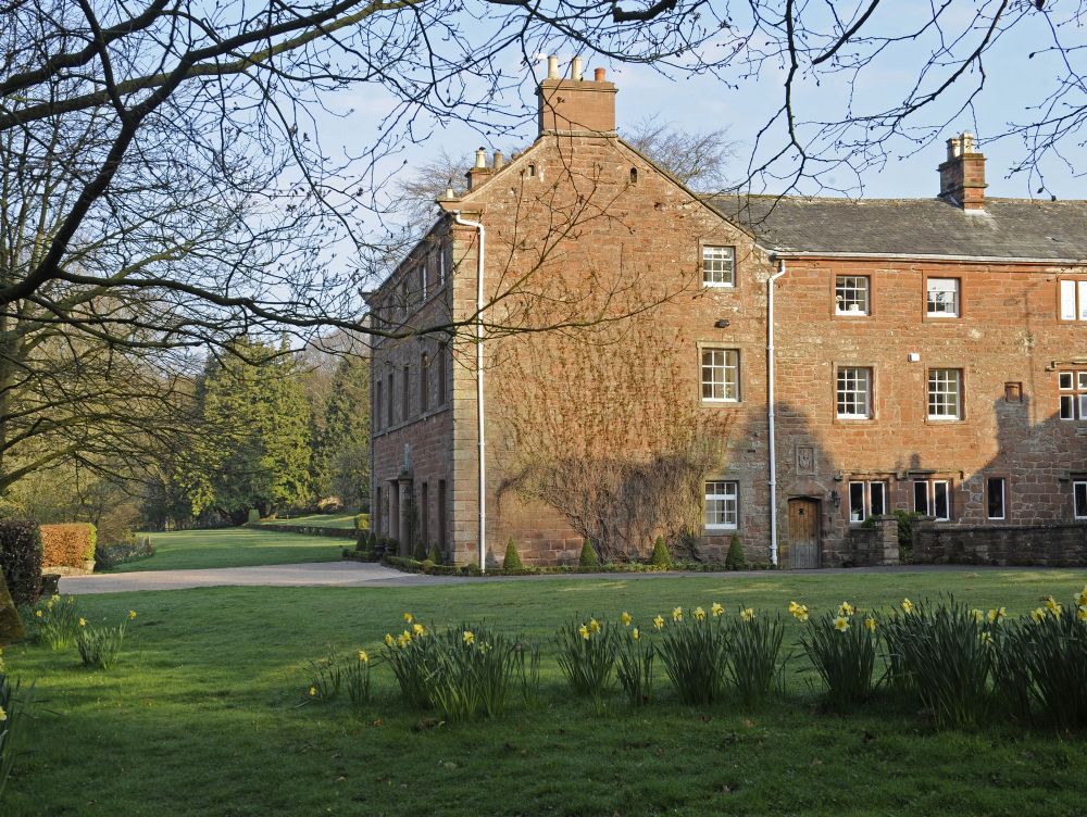 Melmerby Hall early morning view of gardens exclusive use venue for weddings self catering family holidays corporate groups dogs welcome
