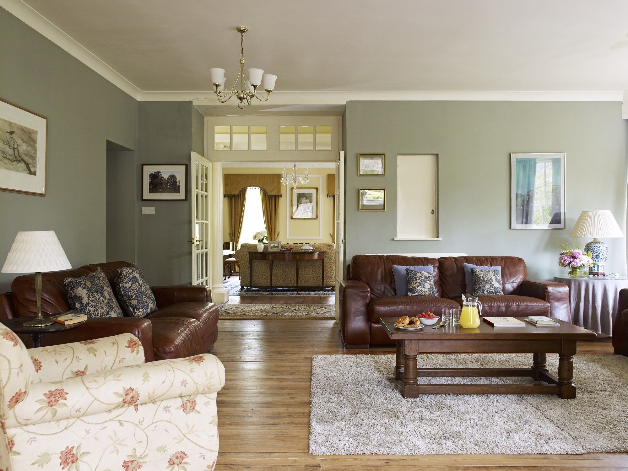Melmerby Hall family room opening through to drawing room luxury self catering holiday property for family holidays wedding venue corporate breaks near Lake District National Park dogs friendly at The Rowley Estates