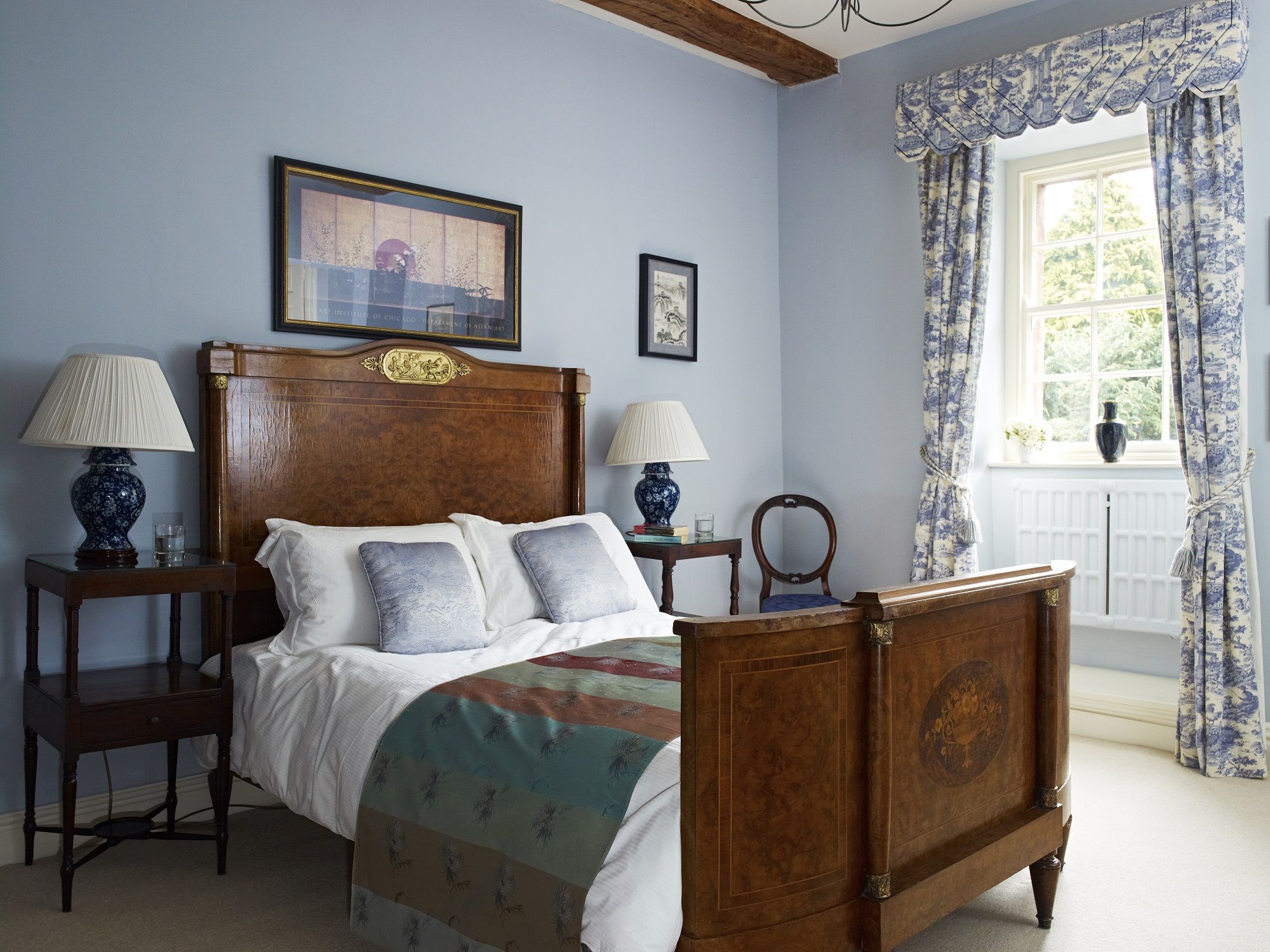 Melmerby Hall Chinese Room ensuite luxury bedroom at the self catering holiday cottage families welcome dogs welcome at The Rowley Estates near the Lake District National Park