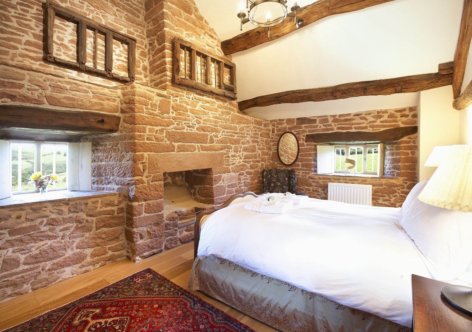 Glassonby Old Hall Addingham bedroom with king size bed luxury holiday cottage near lake district The Rowley Estates