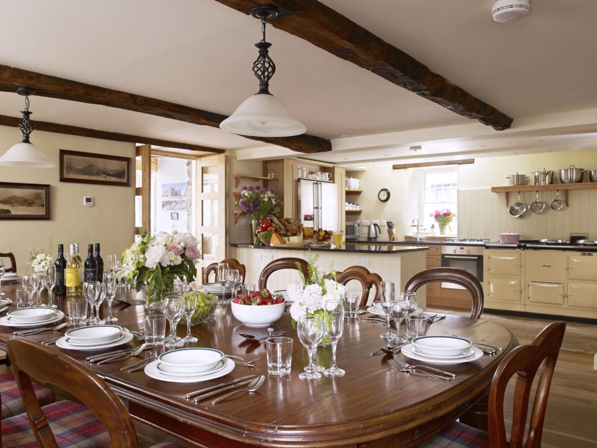 Hause Hall Farm open plan kitchen and dining room accessible accommodation in the Lake District National Park step free on ground floor at The Rowley Estates