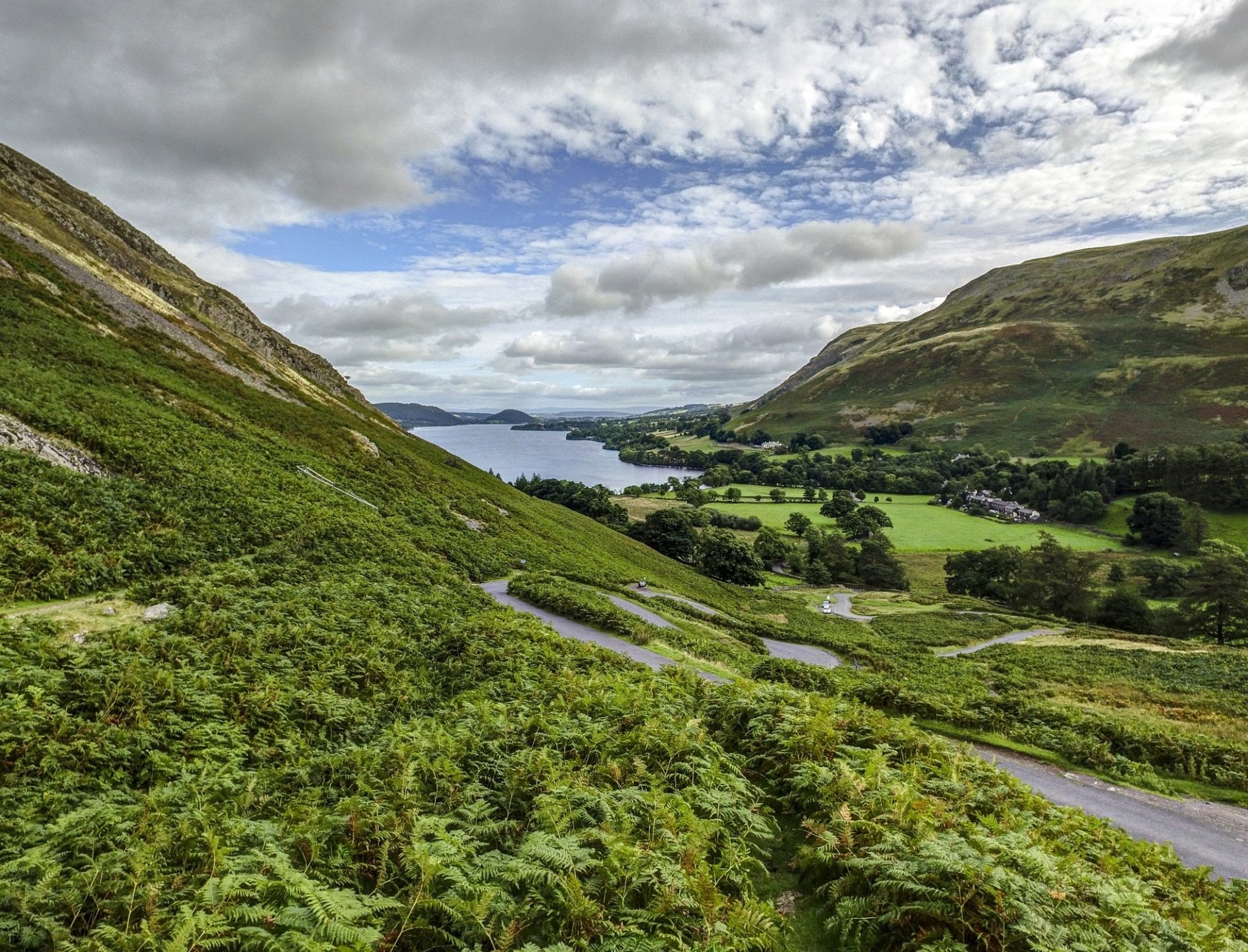 Ullswater view over switchback Hause near luxury holiday cottage Hause Hall Farm at The Rowley Estates