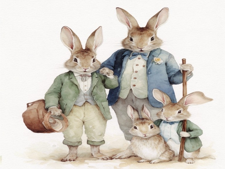 beatrix potter rabbits family picture cute