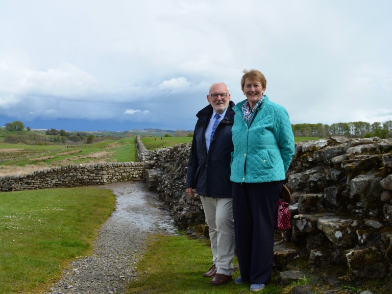 hadrians wall people walking couple rome roman