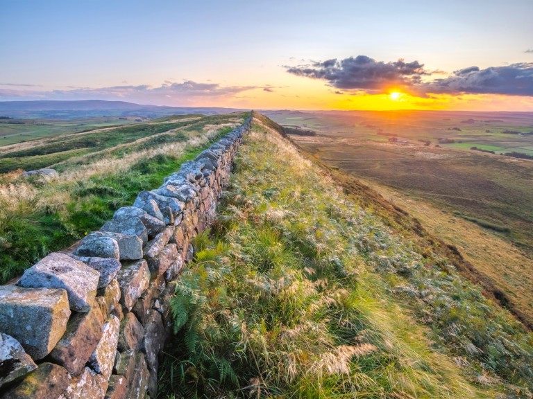 hadrians wall sunset ruins old rome roman