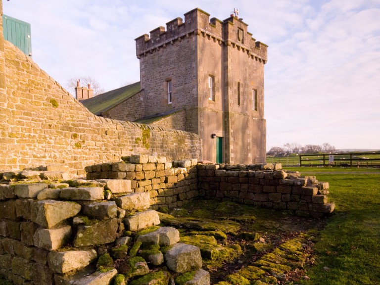hadrians wall tower castle day