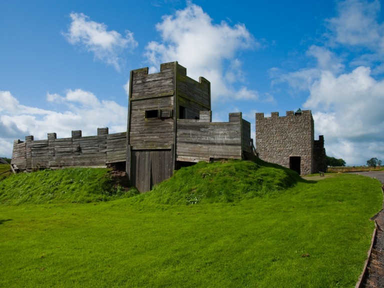 hadrians wall tower castle old ruins day hill