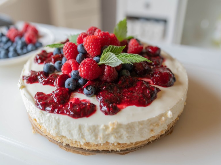 fruit cheesecake yummy delicious cake