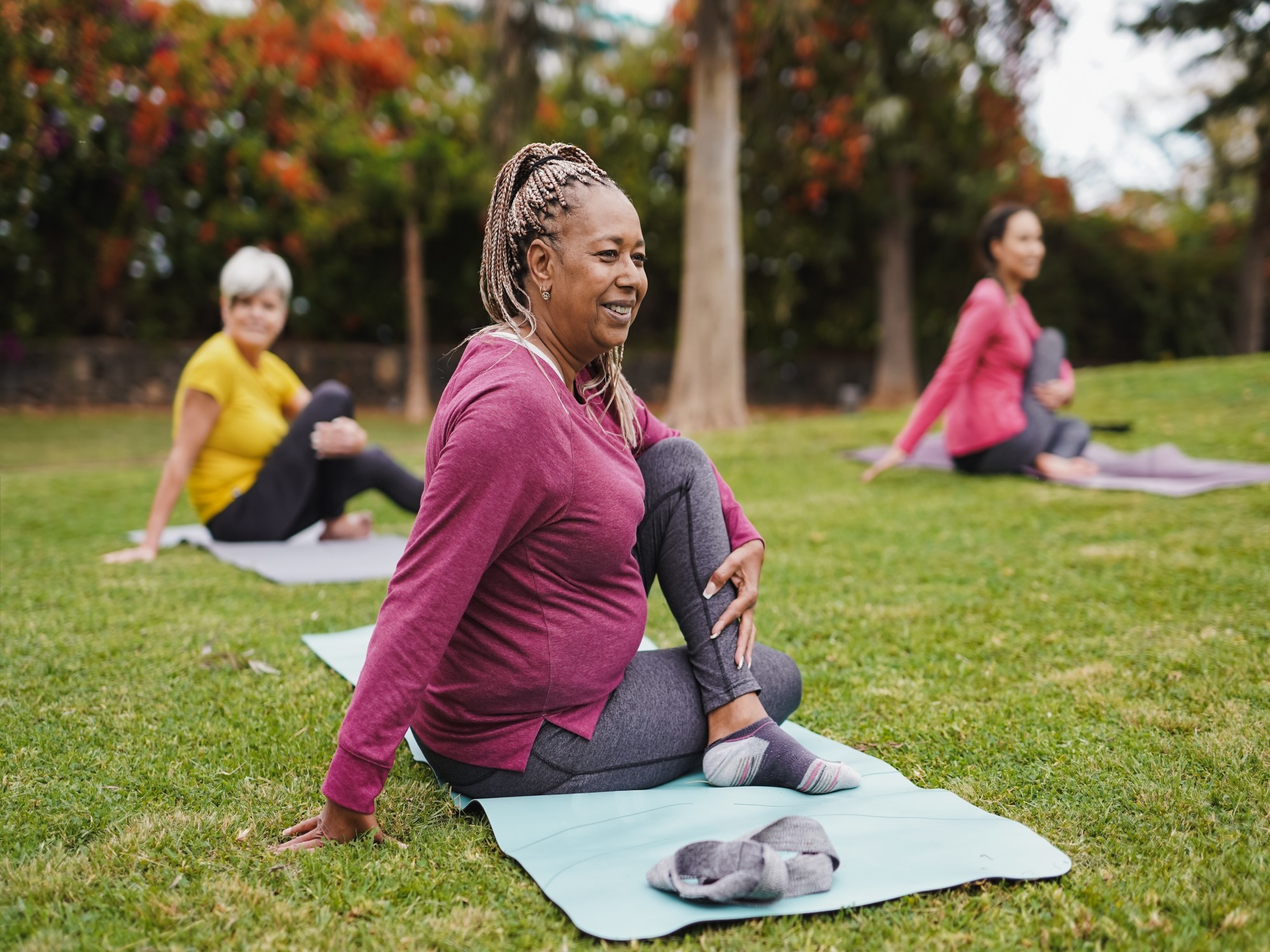 woman yoga old calm relax