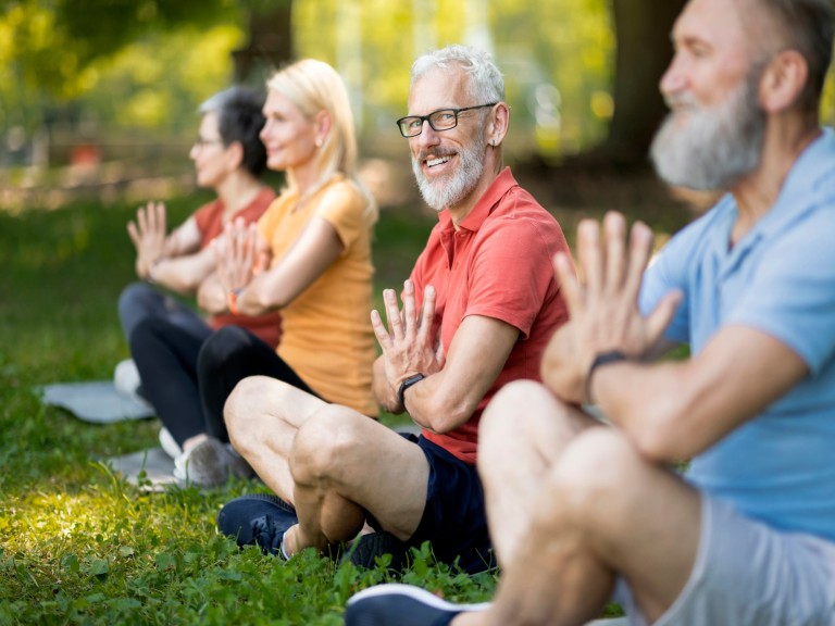 yoga outdoor tree grass calm family