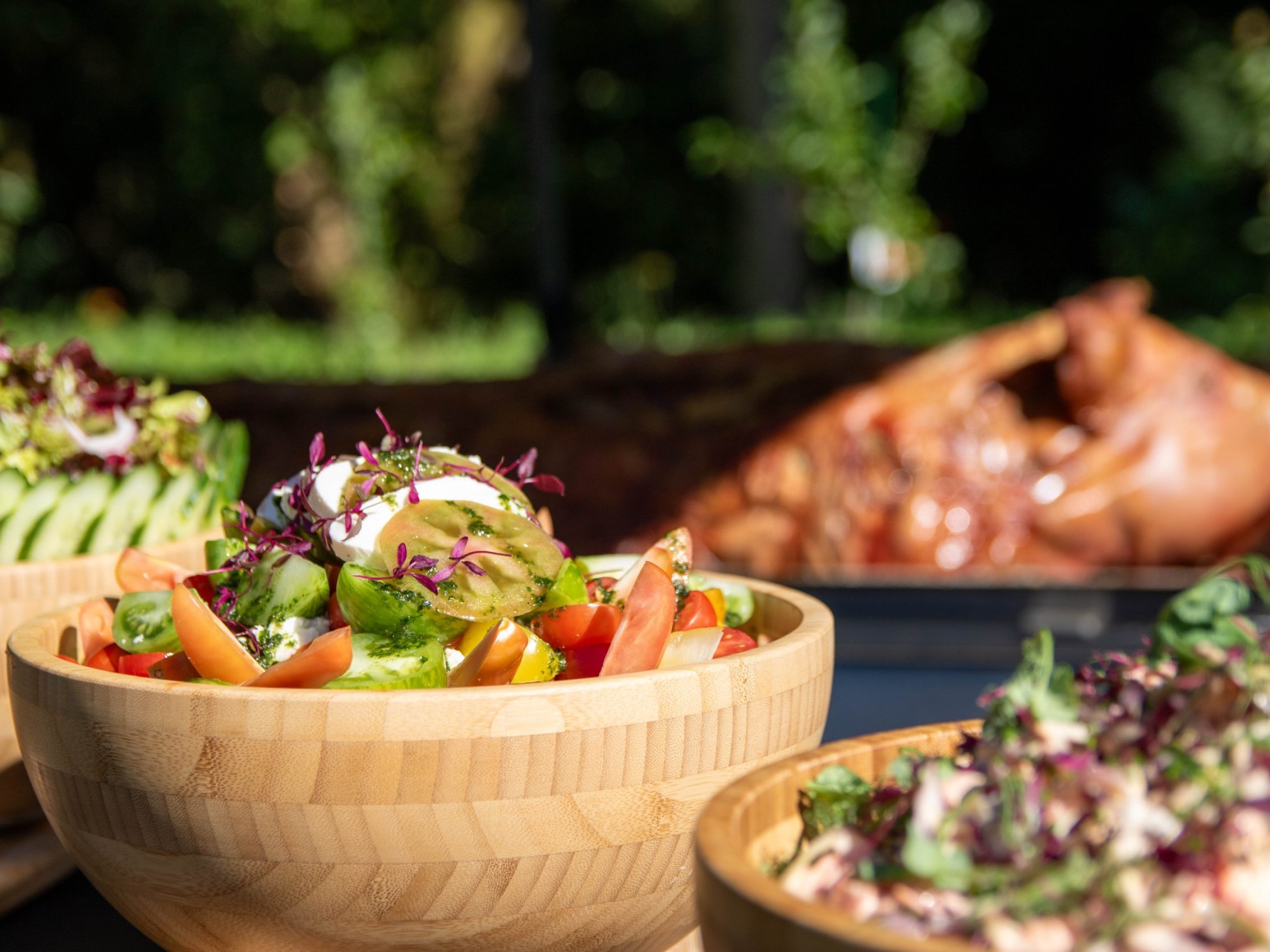 hog roast salad yummy lettuce greens background