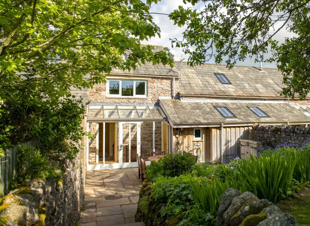 Wythburn Cottage terraced entrance and orchard gardens