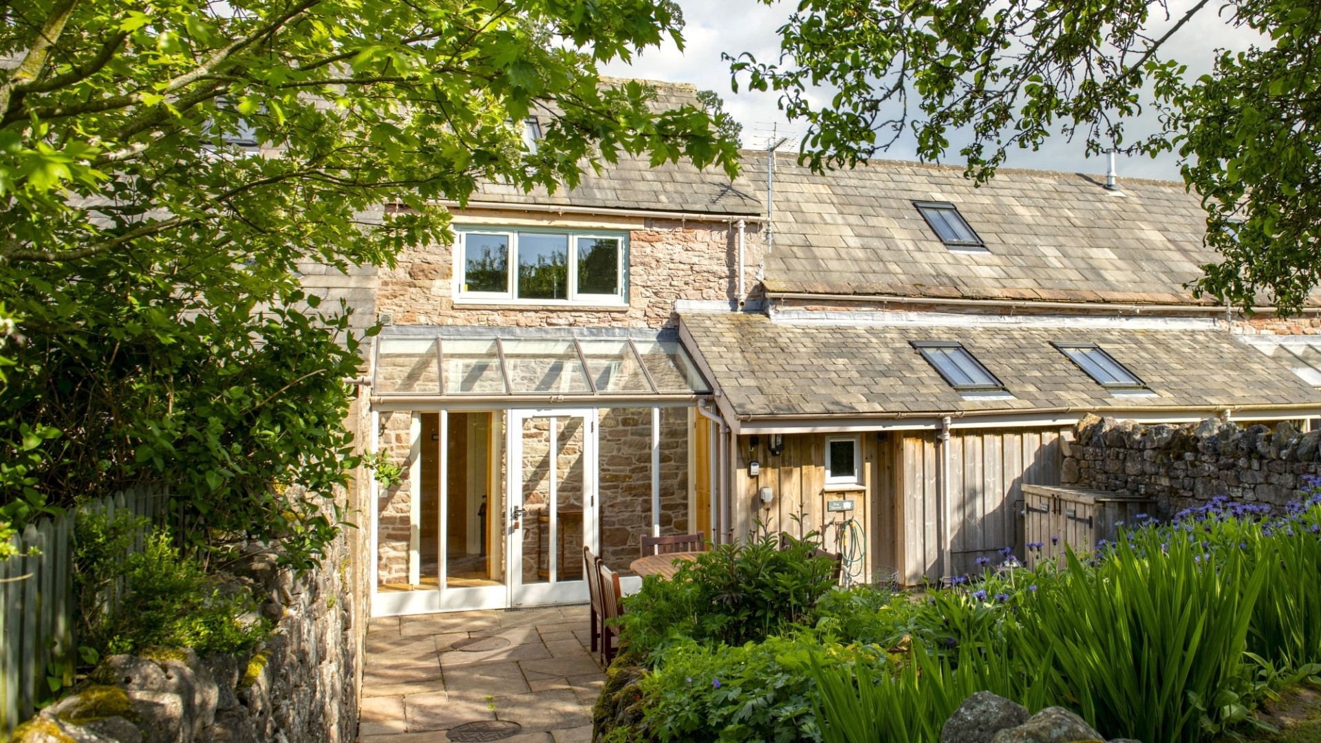 Wythburn Cottage terraced entrance and orchard gardens